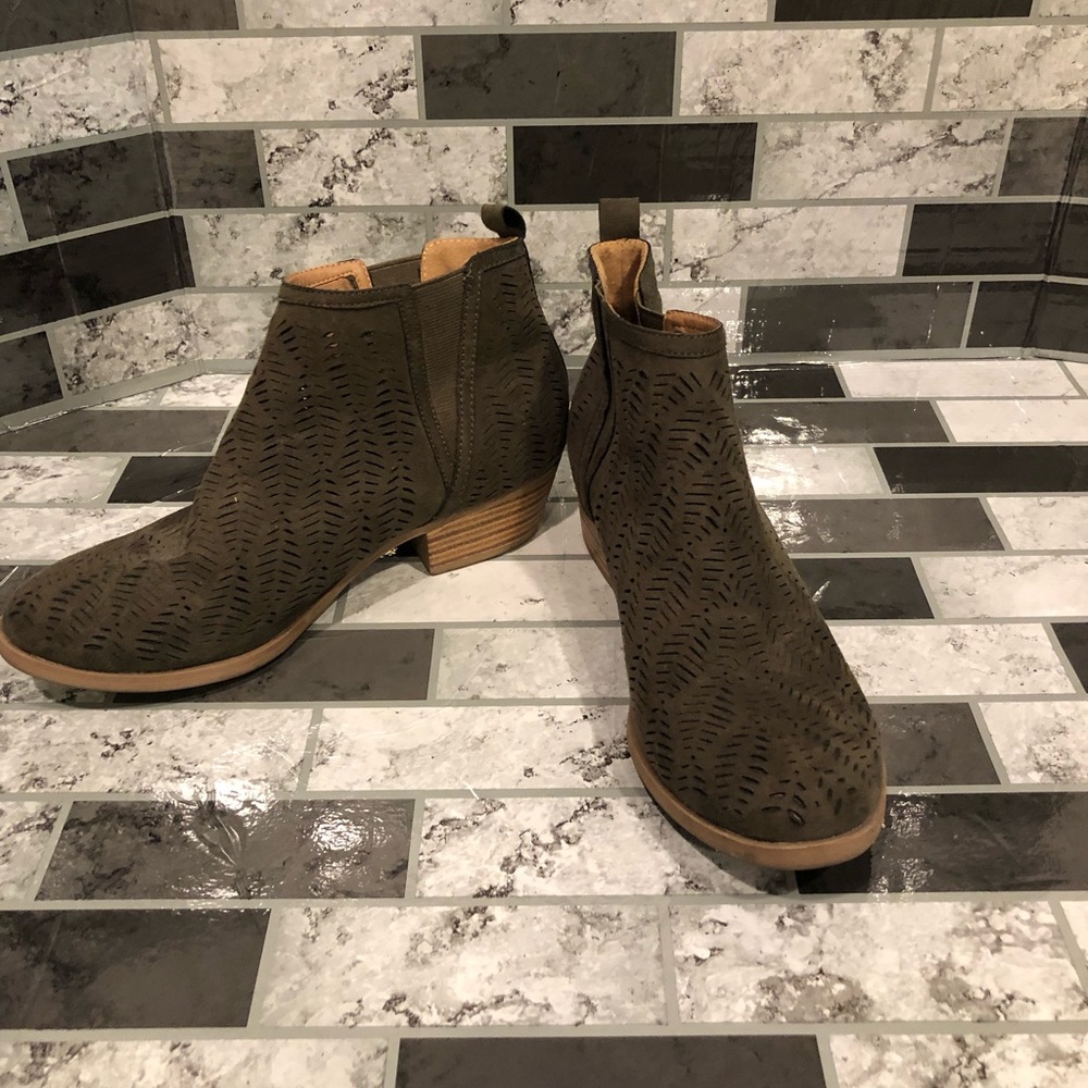 Green ankle booties
